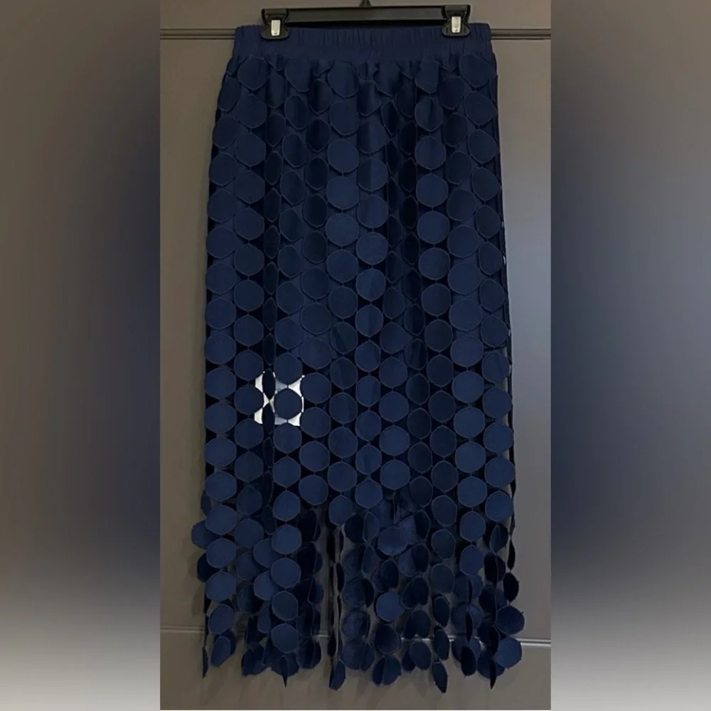 Cicy Bell Fun and Flirty Navy Blue Women's Midi Skirt Size Large NWT - Picture 5 of 11